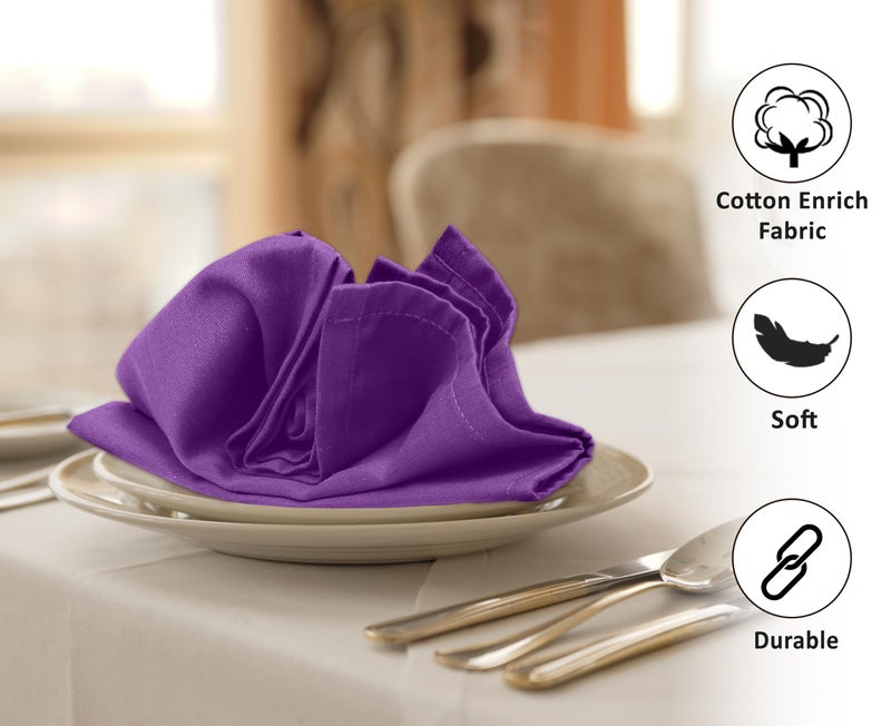 Ruvanti Cloth Napkins Set of 12, 18x18 Inches Napkins Cloth Washable, Soft, Durable, Absorbent, Cotton Blend. Table Dinner Napkins Cloth for Hotel, Lunch, Restaurant, Wedding Events, Parties - Purple - Image 3